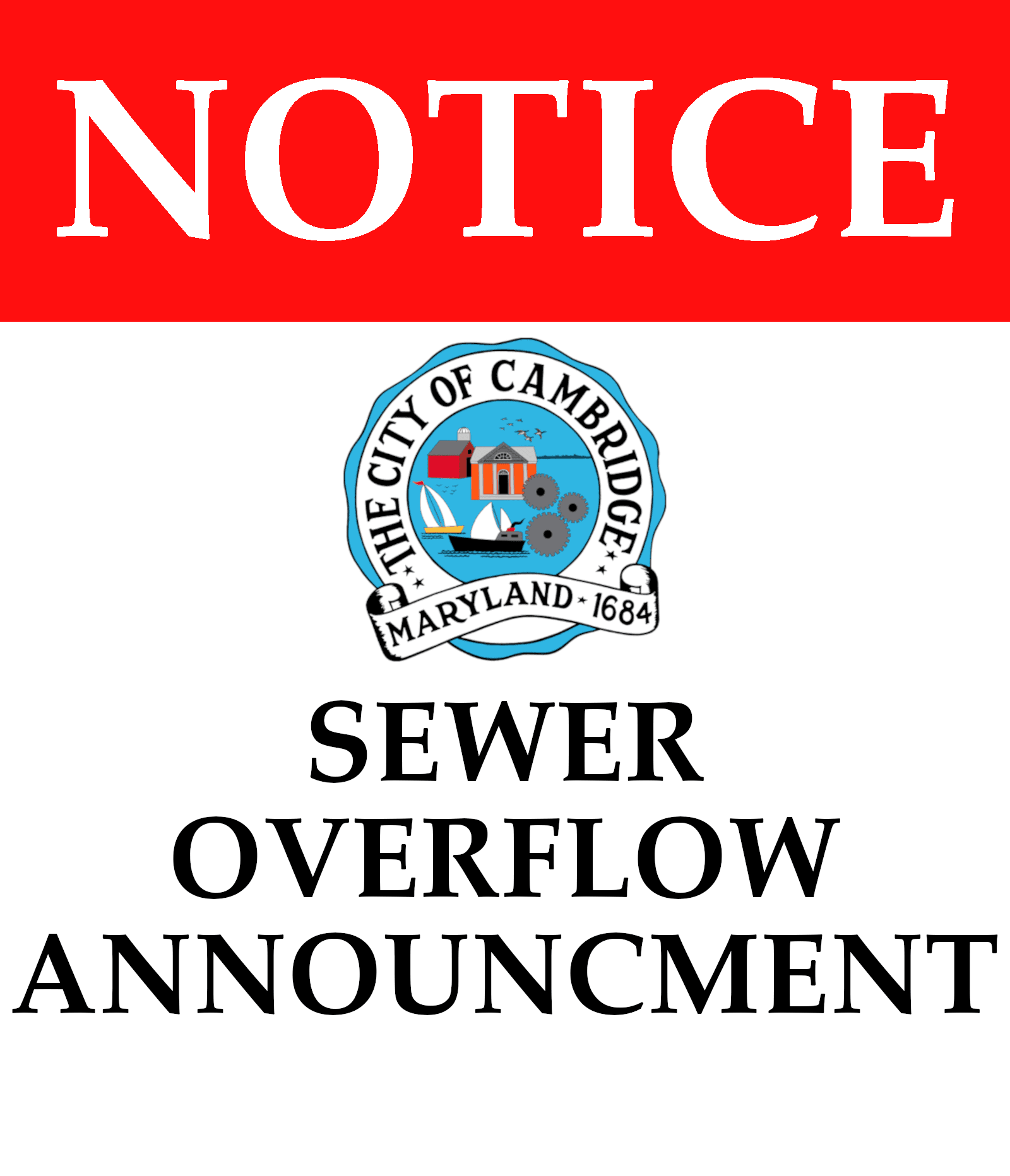 City of Cambridge Sewer Overflow Announcement