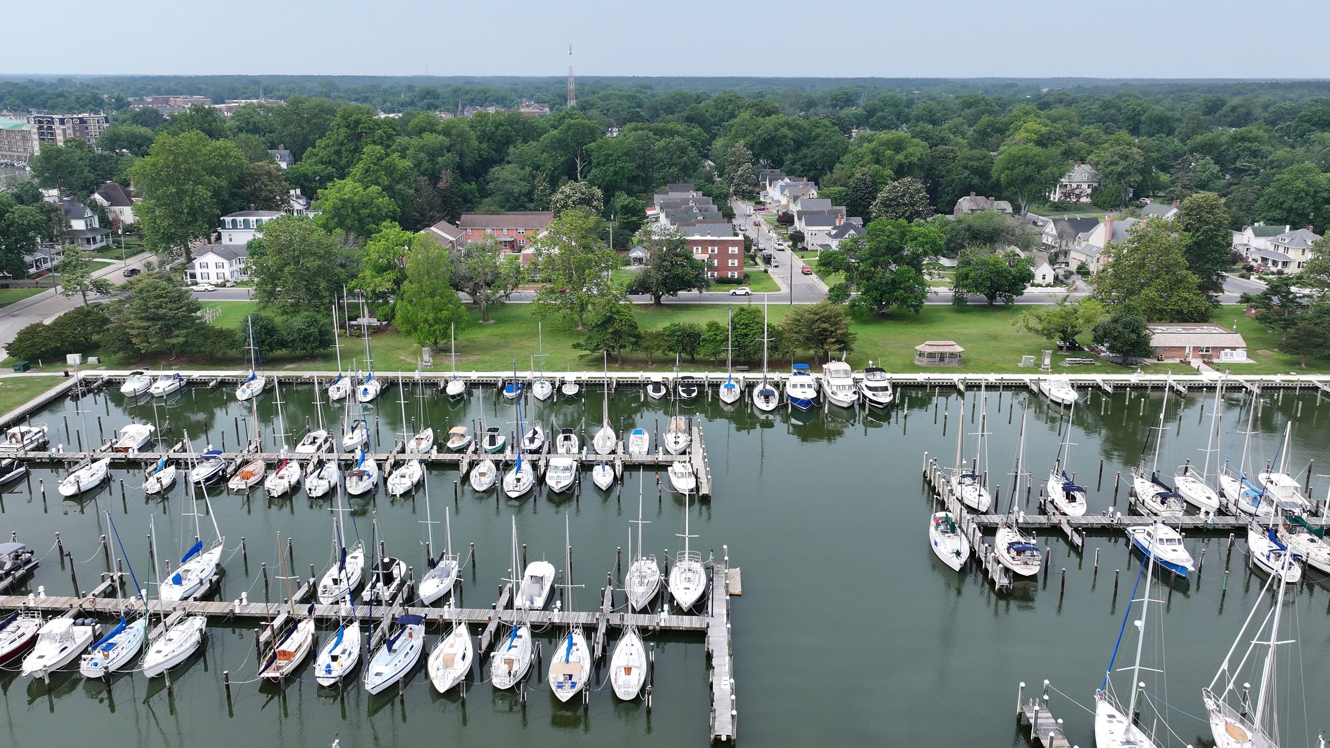 Long Wharf Park Aerial View above Marina
